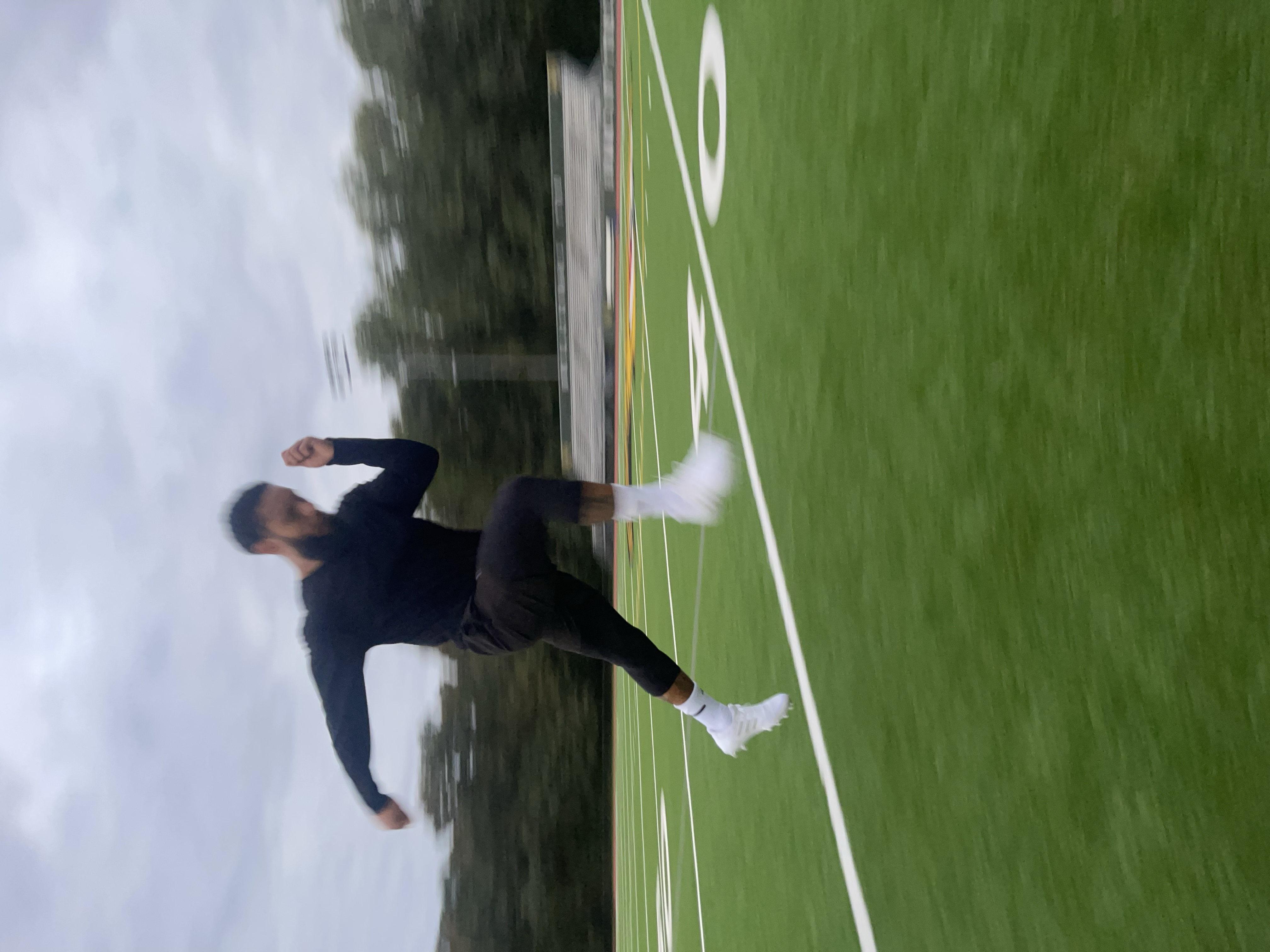 Athlete in motion on the field